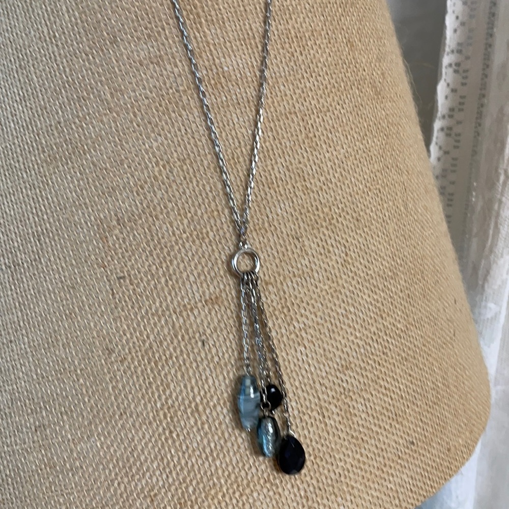 Silver Necklace with Black and Gray